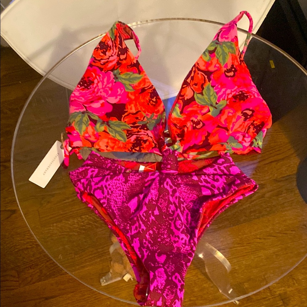 Anthropology/Maaji Collaboration Floral and Animal Print Swimsuit